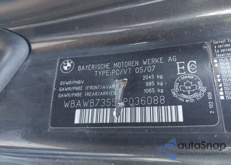 2007 BMW 335I from USA, damaged, VIN WBAWB73557P036088